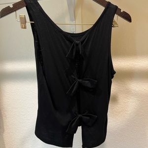 Black three bow detail tank top — going out shirt